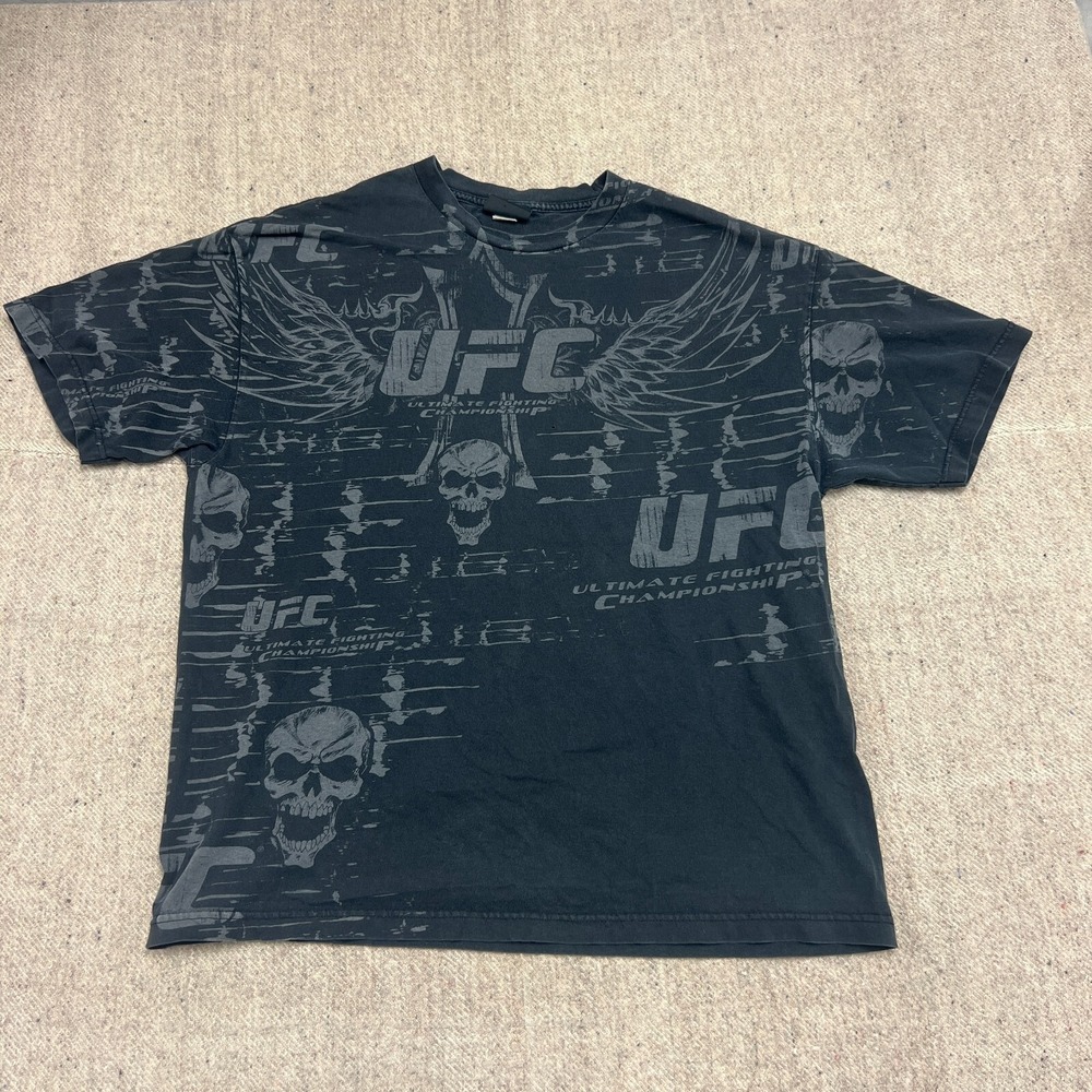 Vintage UFC Shirt Mens Large Black‎ 2000s Y2K Skull Tapout